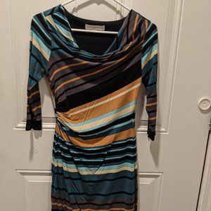 Curvy multi colored cowl-neck dress